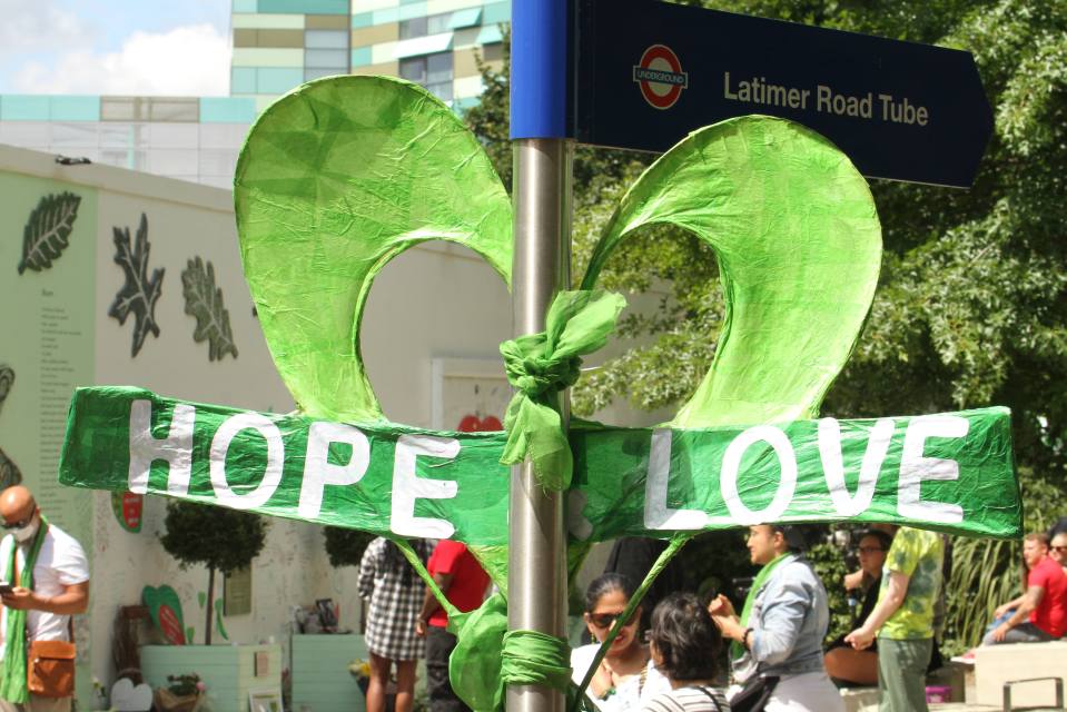 Many tributes were left at the site in West London