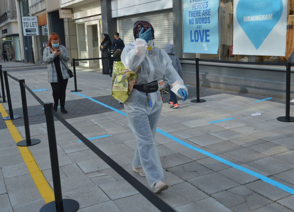 One shopper was seen shopping in full PPE in Birmingham