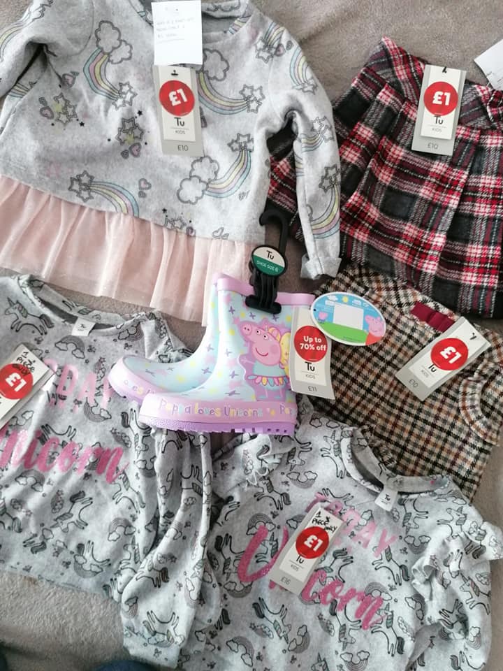 A mum shared how she got wellies for £3 and all other items were £1