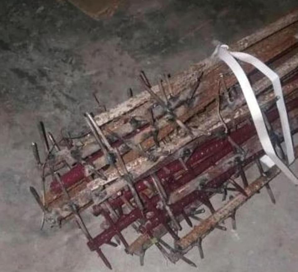 Spiked clubs allegedly used in the clash between Chinese and Indian troops