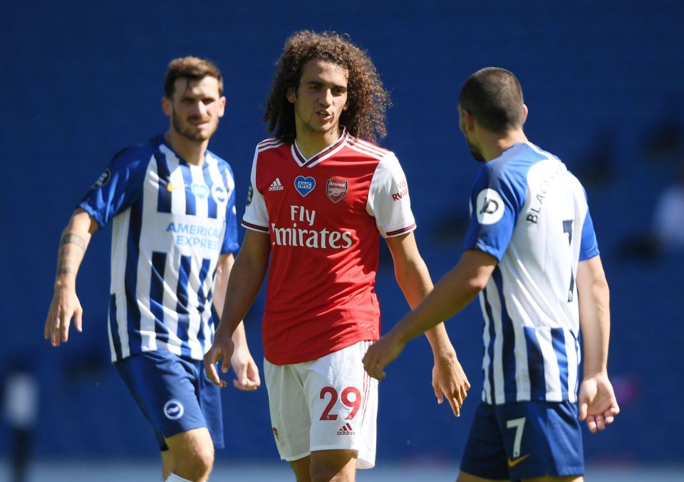  Matteo Guendouzi clashed with Brighton's Neil Maupay in a 2-1 defeat