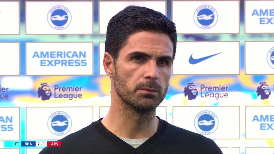  Mikel Arteta launched a verbal tirade after watching his side lose to Brighton