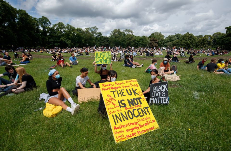 One sign read: 'The UK is not innocent'