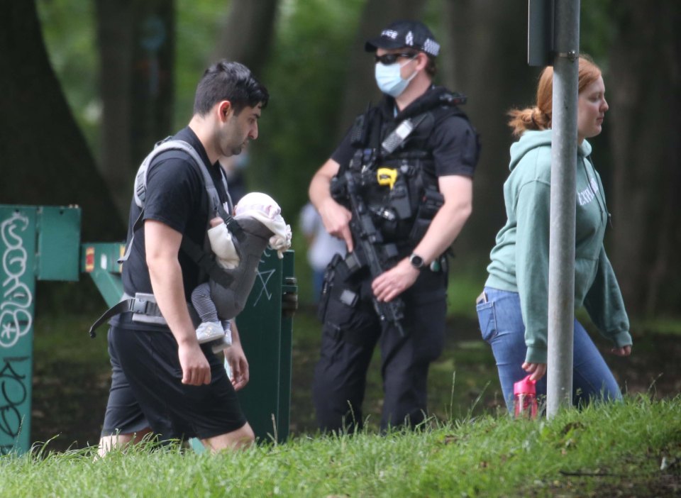 Armed police were seen amidst the gathering Black Lives Matter crowds in Leeds