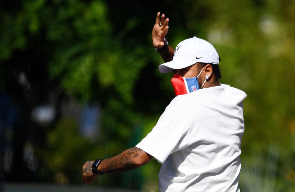 Brazilian star Neymar opted for a baggy white T-shirt and a white cap