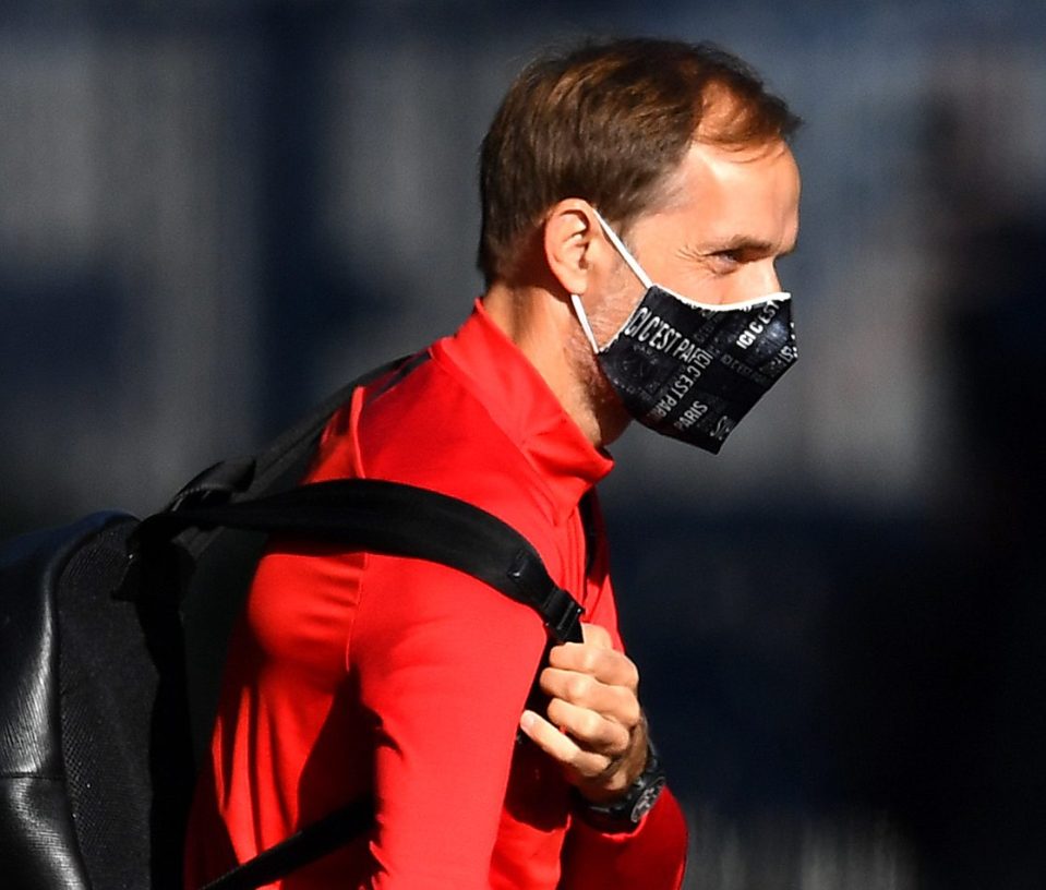 All of the players and staff, including boss Thomas Tuchel, wore face masks