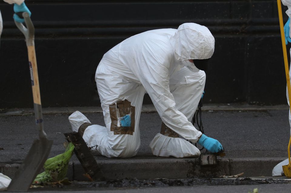 Forensics officers at the scene near Forbury Gardens today