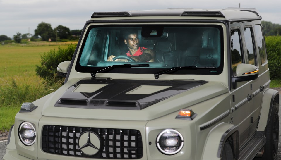  Marcus Rashford was pictured as he arrived to training in his Mercedes G-Wagon