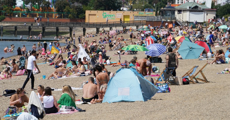 Beachgoers flocked to the shore at Southend in Essex