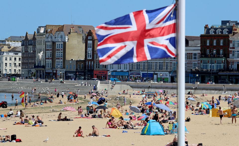 This beach in Margate, Kent was busy as people made the most of warm temperatures and sunshine on Tuesday