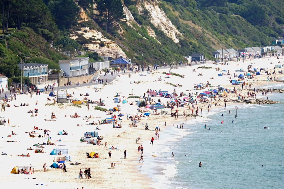 Branksome Chine beach was a popular spot for swimmers and sunbathers on Tuesday