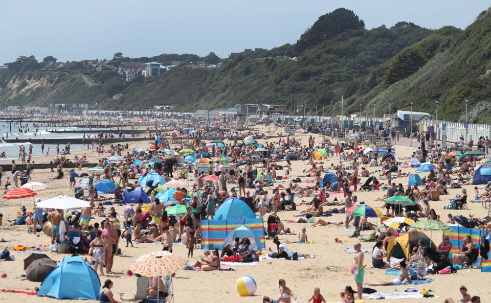 People packed the beach in Bournemouth on Tuesday