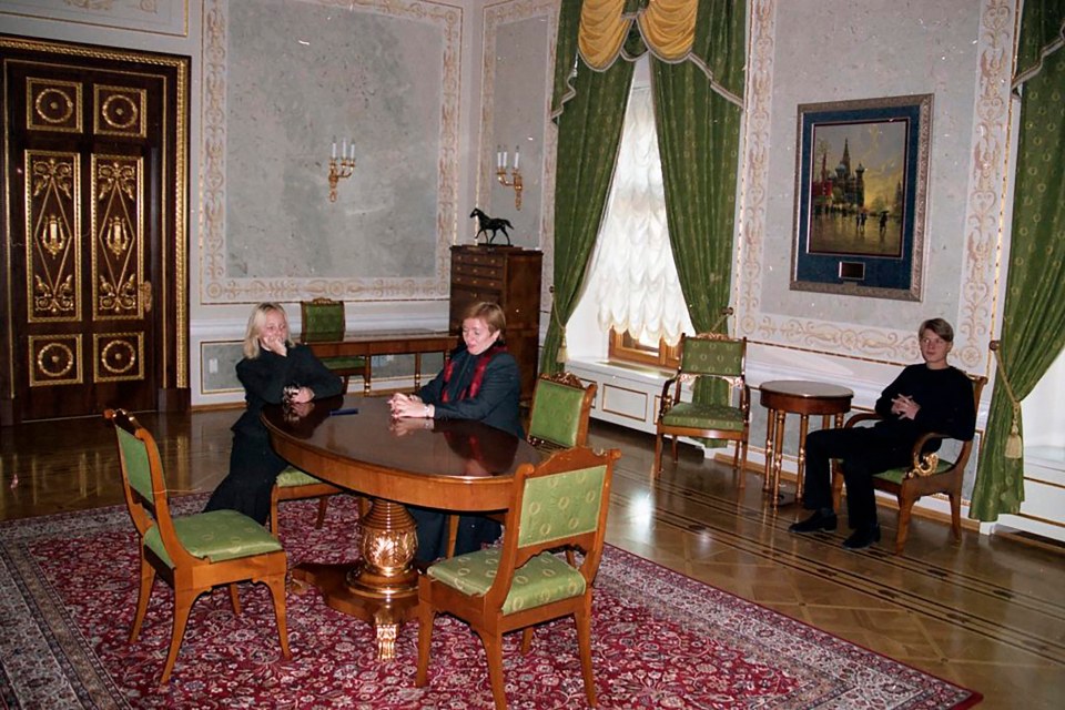 Ex-wife Lyudmila in a reception room with the children