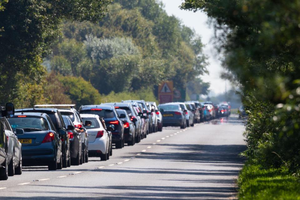  Drivers queue for more than a mile to visit Camber in East Sussex on Wednesday