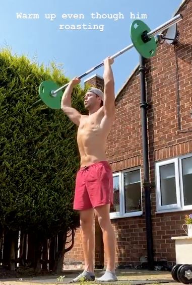  Sam Beattie left little to the imagination as he worked out in his backyard