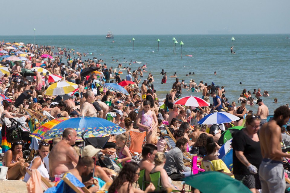  Southend beach was packed with sun-seekers on Wednesday