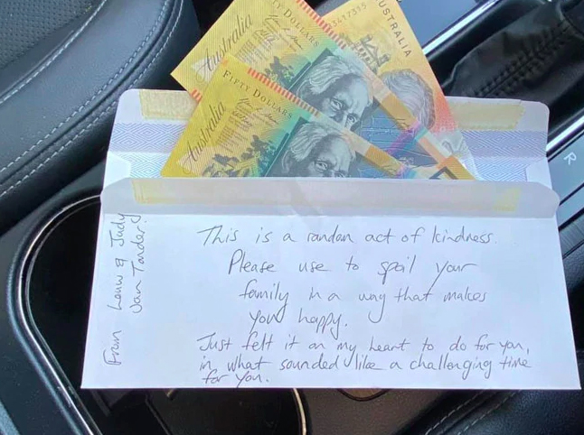 The single mum found the envelope of cash stashed in her car