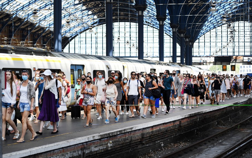 This train station in Brighton was busy on Thursday as people made their way to the beach