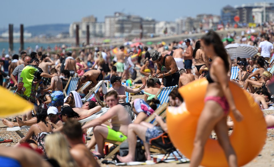 Brighton beach was packed with sunseekers looking to make the most of the warm weather