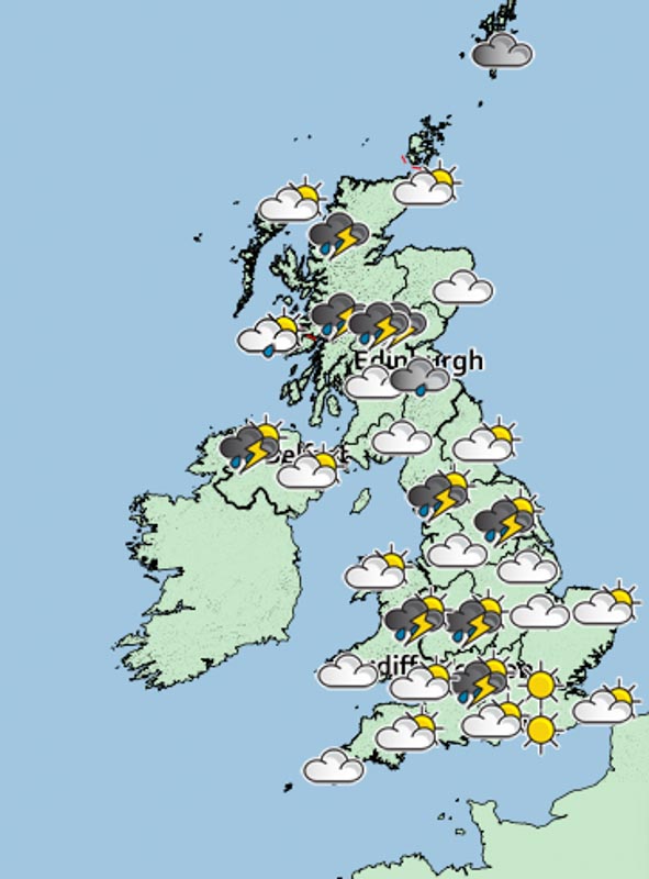 Thunderstorms are expected to make their way across the UK in the next two days