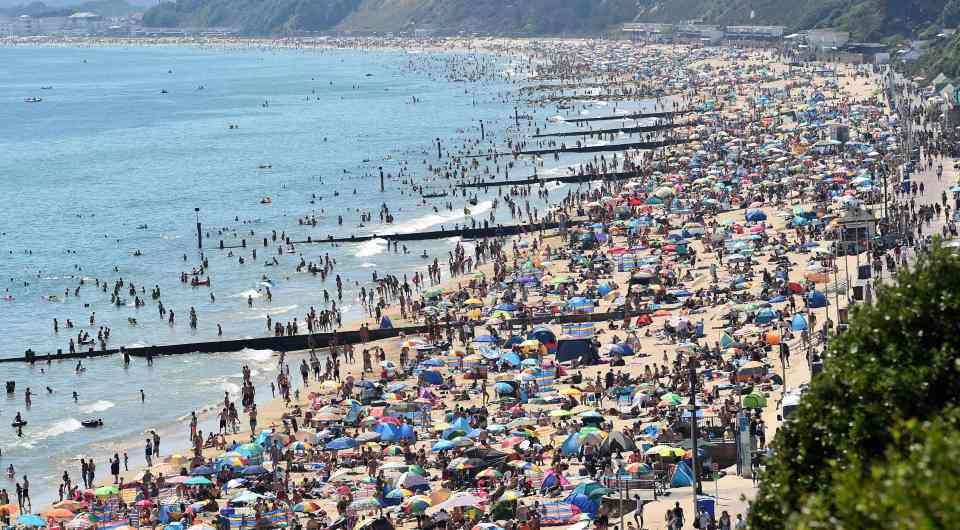 Brits packed out Bournemouth beach on Thursday