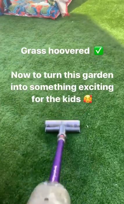 Sue revealed she now vacuums the fake grass to keep it clean 