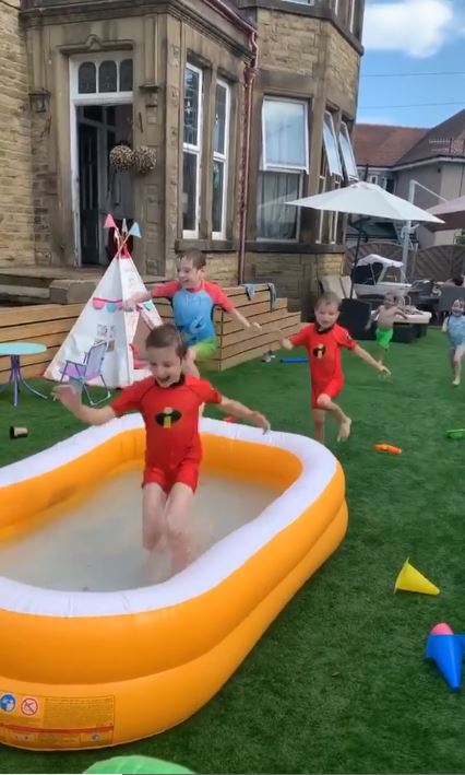 The kids have been enjoying the heatwave on the newly vacuumed grass