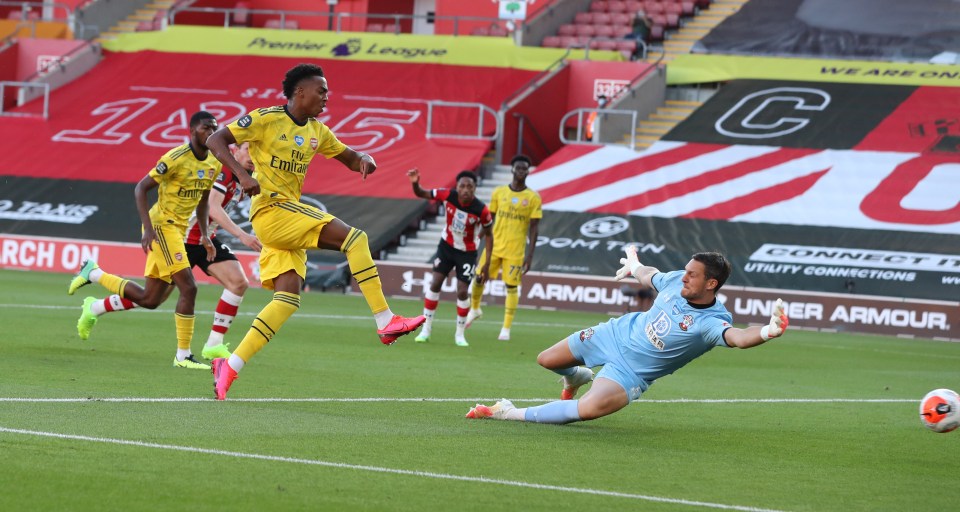  Joe Willock fired home a second for Arsenal - his first Premier League goal