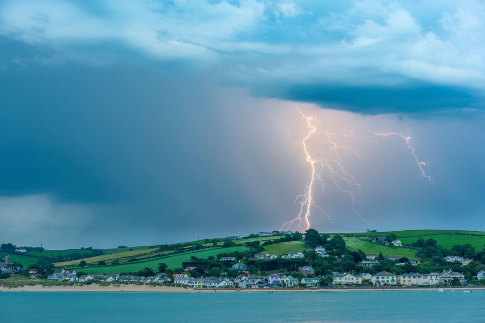 Thunderstorms struck the South West today from 4.30pm today