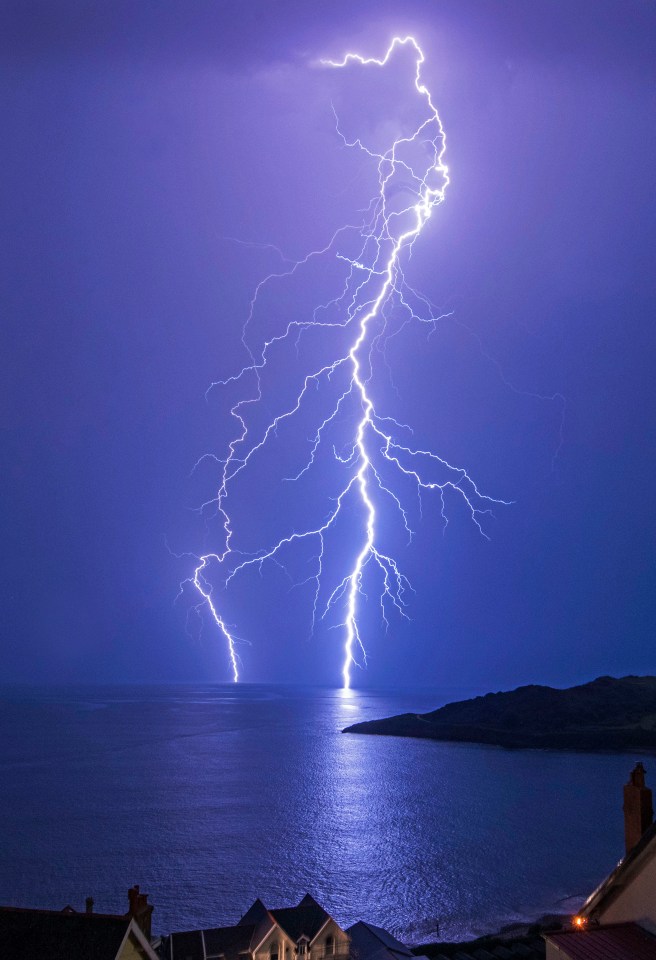 Lightning storm at Langland Bay, Swansea