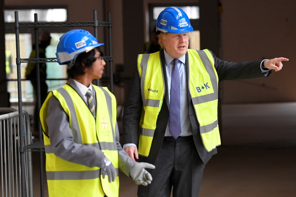 Boris Johnson visits the construction site of Ealing Fields High School in west London