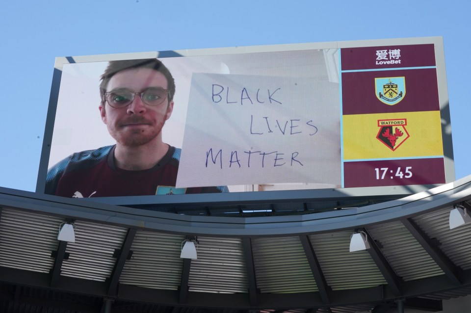  Burnley displayed Black Lives Matter banners from fans after Monday night's shocking incident