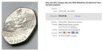 The coin received 68 bids over 10 days until it reached well over £10,000