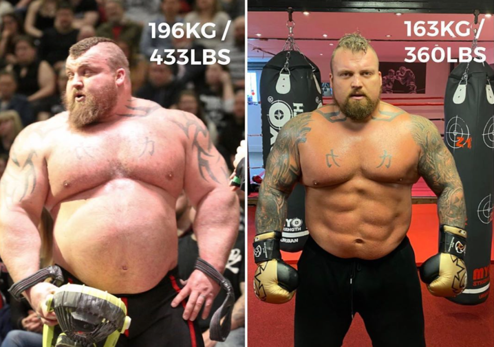 Eddie Hall showed off his incredible 5st weight transformation on his Instagram page