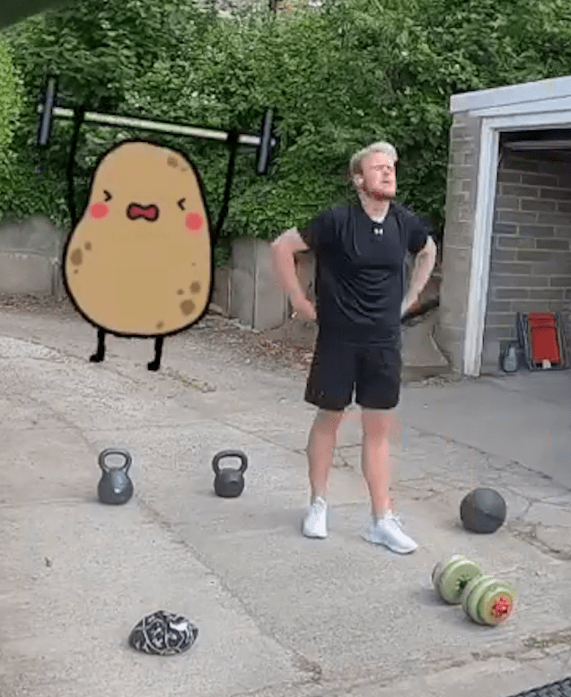  The star shared footage of him working out with kettle bells and a weighted ball