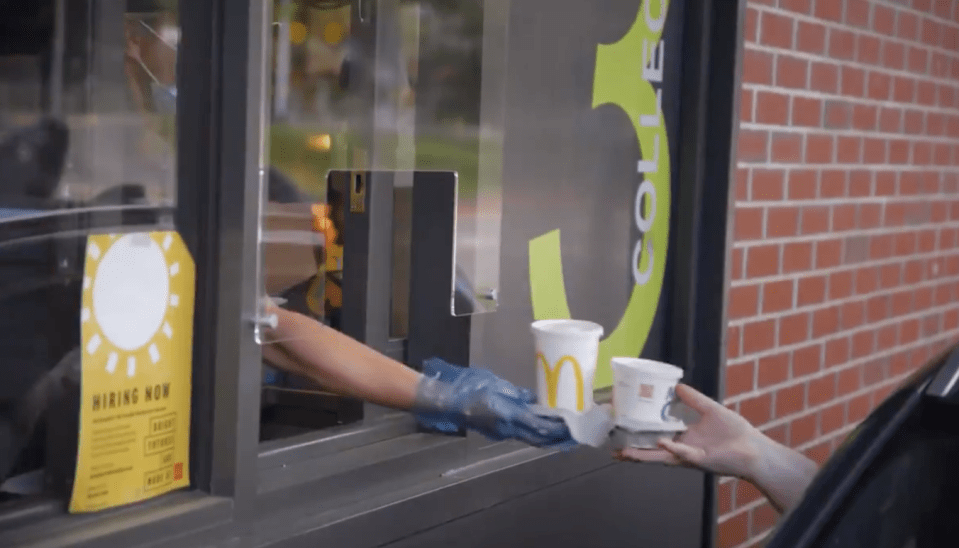 The screens have already been put up at pick up points at drive-thru restaurants