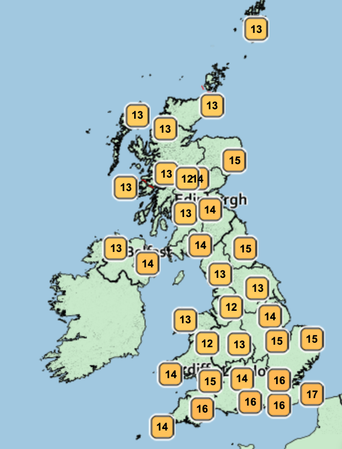 Temperatures are forecasted to drop to 12C by Monday