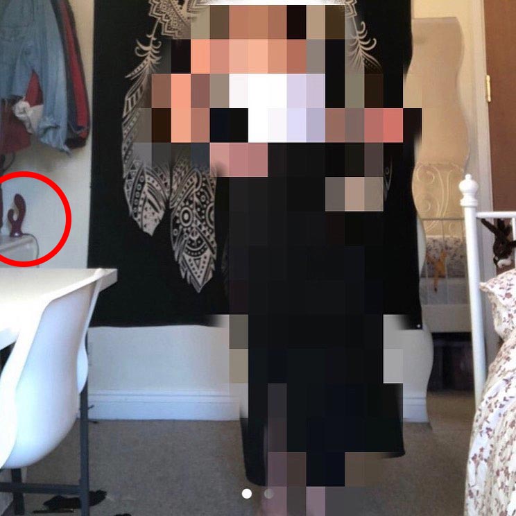 The woman was trying to sell a dress - but one savvy shopper spotted a vibrator in the background