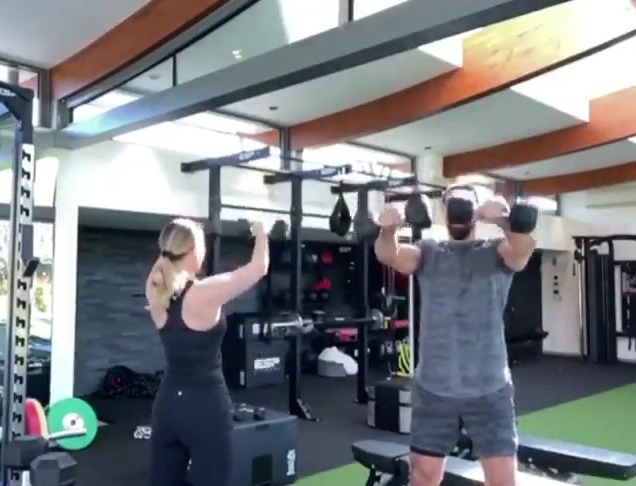 The couple have a vast gym in their luxurious home