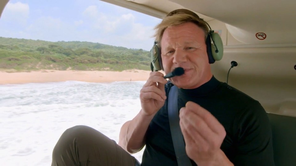  Gordon Ramsay turns James Bond by jumping out of a helicopter in the latest episode of his telly travel show Uncharted Gordon is forced to take the dangerous leap after his pilot claims landing on a nearby beach is impossible because it is too windy. The stunned celebrity chef is told: Jump out and swim. You can do it. Youre a tough guy. In the episode which is in South Africa, Gordon makes the jump and swims to the beach to meet up with two local chefs to make a curry. In Gordon Ramsay Uncharted, Ramsay travels the world trying exotic regional cuisines. ***** TNI Press Ltd does not hold or assert any Copyright or License in the attached image. Any fees paid to TNI are for TNIs services only. Such fee does not, nor is it intended to, convey to the user any Copyright or License in the image. By publishing this image, the user expressly agrees to indemnify TNI against any claims, demands, or causes of action arising from, or connected in any way, with the user's publication of the image.