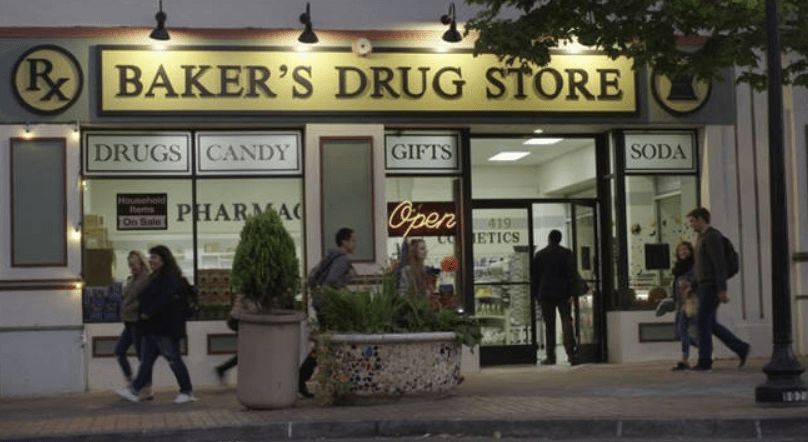 The Baker's drug store is a real store