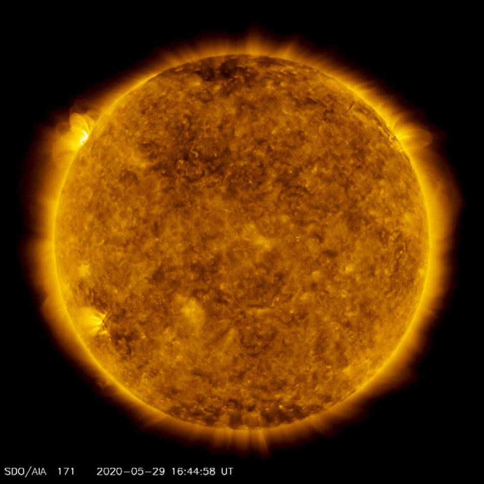 Increased activity on the Sun can be seen to the upper left hand side of this image taken on May 29