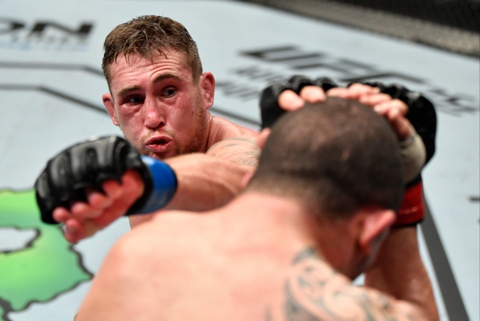 Darren Till dishes out a flying elbow at Fight Island 3