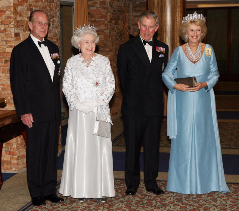 The Queen poses with her family including Prince Philip and her son Prince Charles and his wife Camilla