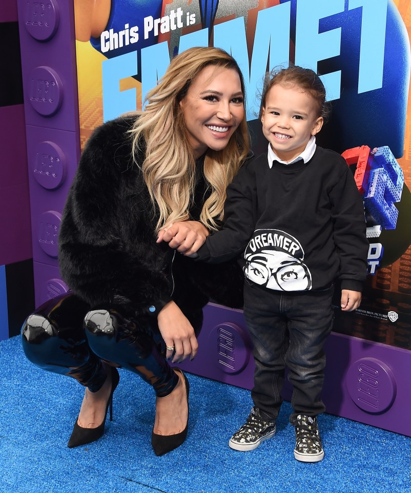 The former Glee star is pictured with her son Josey, four