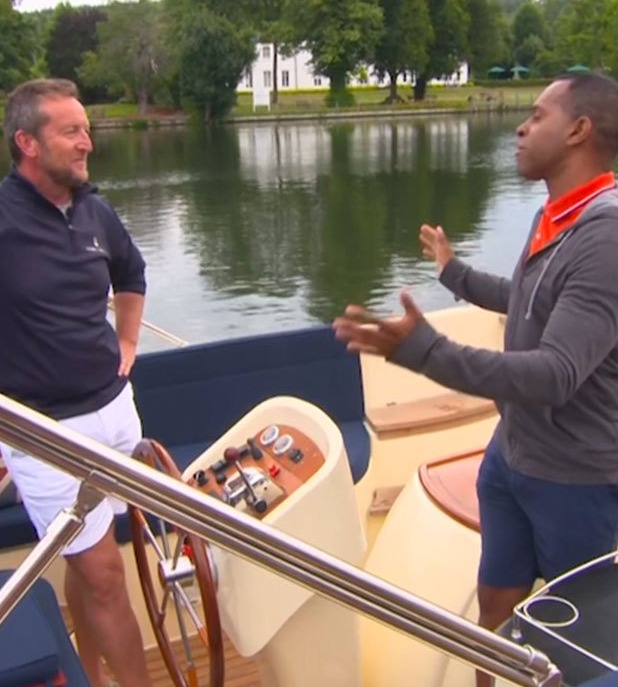 Good Morning Britain's Andi Peters presented the competition segment from a boat today 