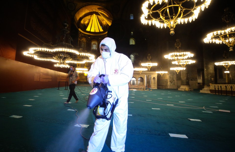  Disinfection being carried out at the Hagia Sophia Grand Mosque