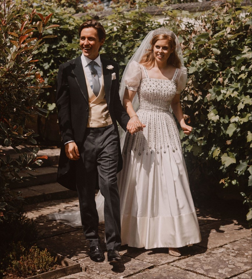 Princess Beatrice wore a dress belonging to her grandmother The Queen for her special day