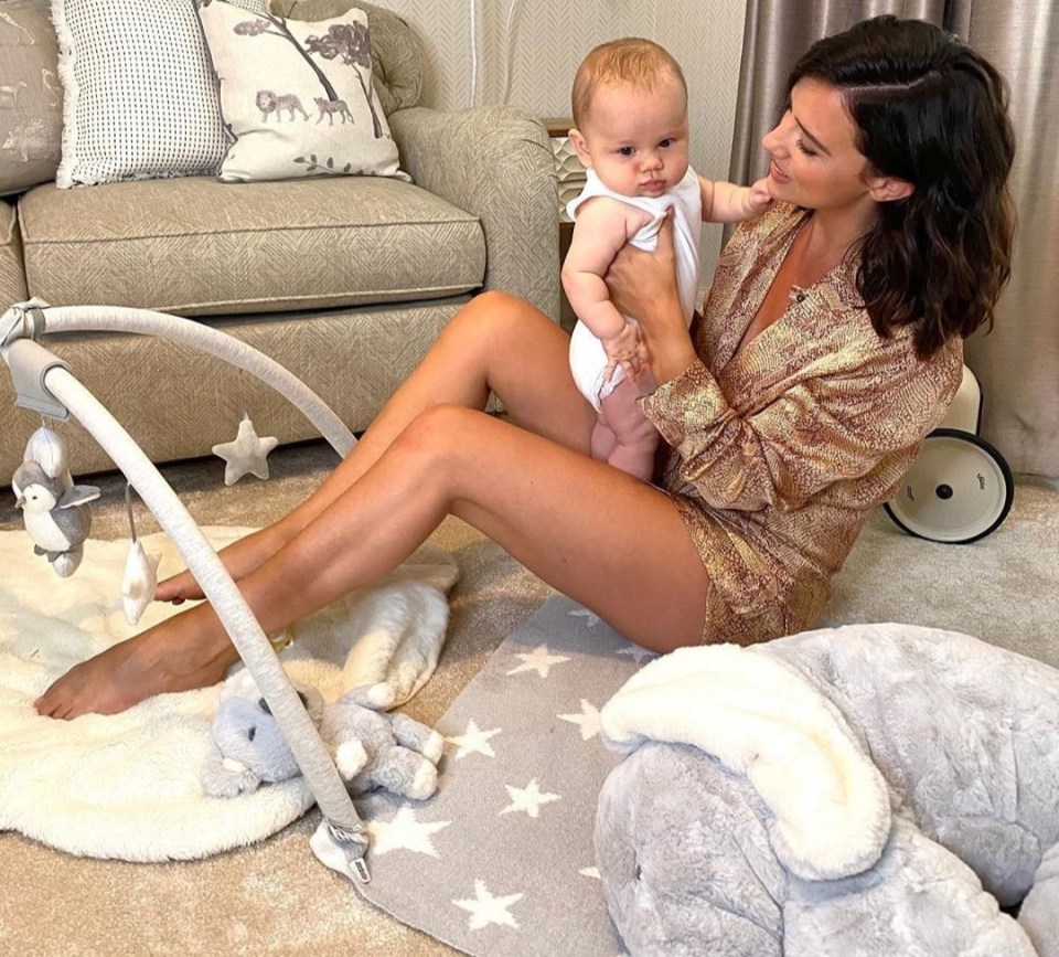 Fellow TOWIE star Lucy Mecklenburgh poses with her baby son, Roman, in an Instagram advert for Mamas & Papas earlier this month