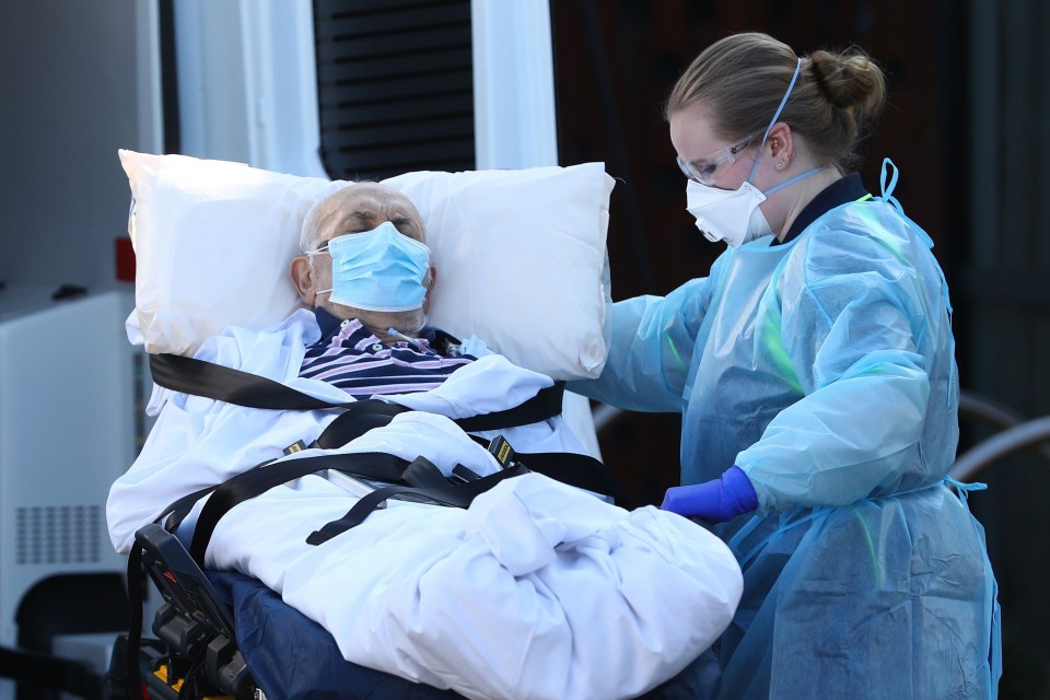 A sick resident is taken from the care home in Melbourne